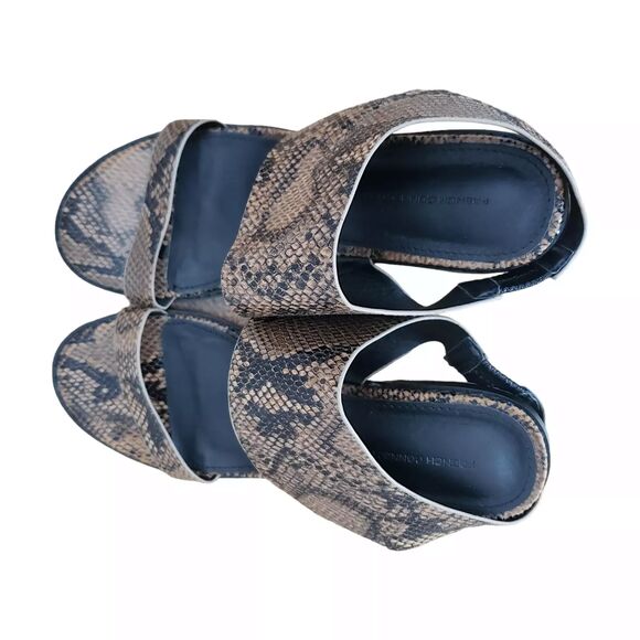 French Connection Lori Snakeskin Heels Womens 6.5 Sandals Open Toe Block - Picture 5 of 14